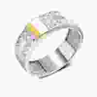 Мужское серебряное кольцо с золотым квадратом и цирконием