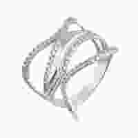 Серебряное кольцо с волнами дорожек фианитов