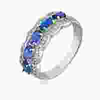 Серебряное кольцо с синими овальными камнями