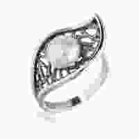Фигурное серебряное кольцо с жемчугом