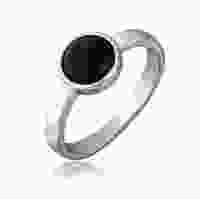 Серебряное кольцо с круглой вставкой из оникса