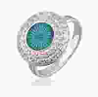 Серебряное кольцо с голубой эмалью и цирконами