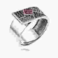 Серебряное кольцо черненное с цветными камнями