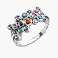 Серебряное кольцо с разноцветными камнями
