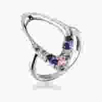 Серебряное фигурное кольцо с фиолетовыми камнями