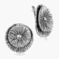 Срібні сережки у формі круглих пелюсток з чорнінням