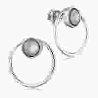 Серебряные серьги в форме круга с гематитом
