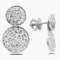 Серебряные серьги-пусеты с подвесным кругом усыпанным цирконием