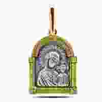 Серебряная ладанка с позолотой «Божья Матерь с младенцем»