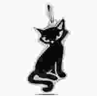 Серебряный кулон в виде черной кошки