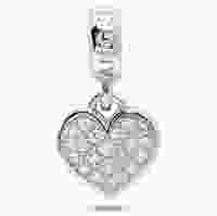 Срібний шарм в формі серця с цирконіем