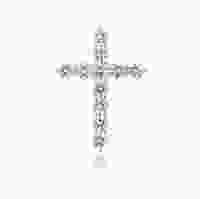 Серебряный кулон-крестик с белыми камнями