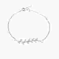 Срібний браслет у вигляді оливкової гілки з фіанітами