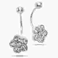 Серебряная серьга–пирсинг в форме цветка