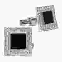 Серебряные запонки с квадратной вставкой эмали